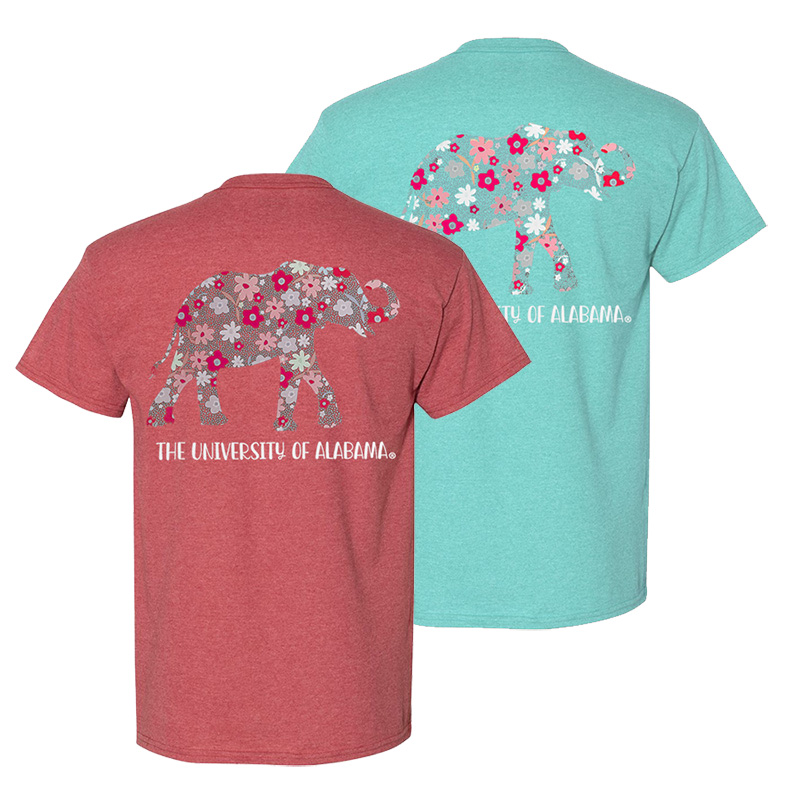      The University Of Alabama Floral Dots Elephant Comfort Color T-Shirt (SKU 13696832102)