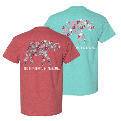      The University Of Alabama Floral Dots Elephant Comfort Color T-Shirt