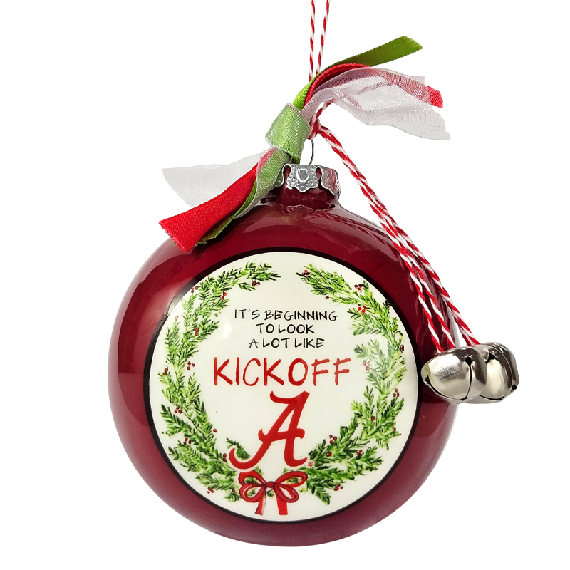 Alabama Wreath With Script A Ornament With Ribbons And Gift Box (SKU 13699673100) Alabama Wreath With Script A Ornament With Ribbons And Gift Box (SKU 13699673100)