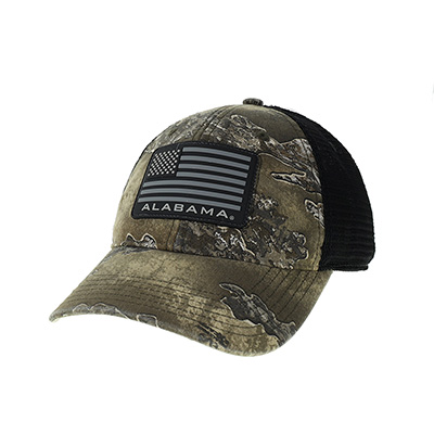 Alabama With Flag Patch Real Tree Mesh Trucker Cap