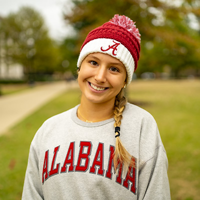 Alabama Script A Two Tone Purl Slouch Beanie With Pom