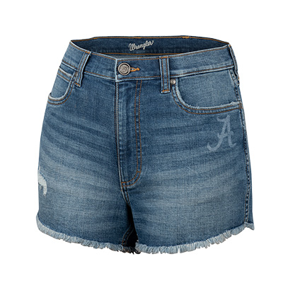 ALABAMA SCRIPT A WRANGLER RETRO HIGH RISE CUT OFF SHORTS