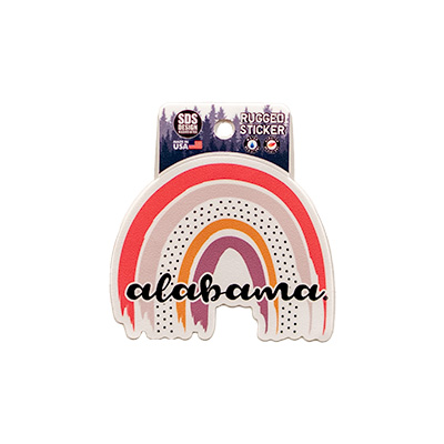    Alabama Rainbow With Dots Rugged Sticker