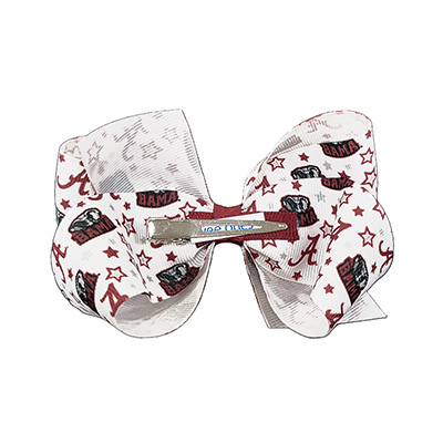 ALABAMA LOGO PRINT GROSGRAIN BOW -  1
