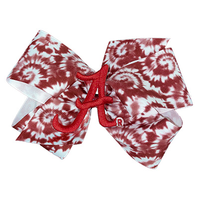 Alabama Tie-Dye Grosgrain Bow With Logo Patch