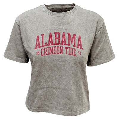 ALABAMA CRIMSON TIDE 1831 MINERAL WASH SHORT SLEEVE CROP