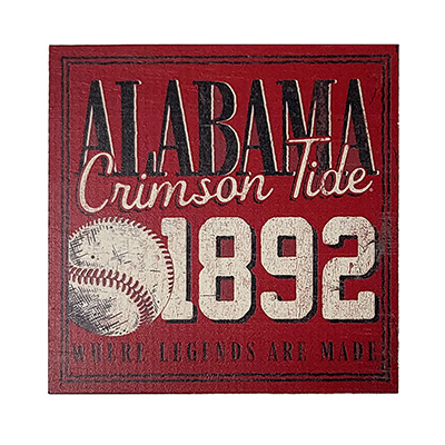 Alabama Baseball Fair Catch Table Top Wood Square