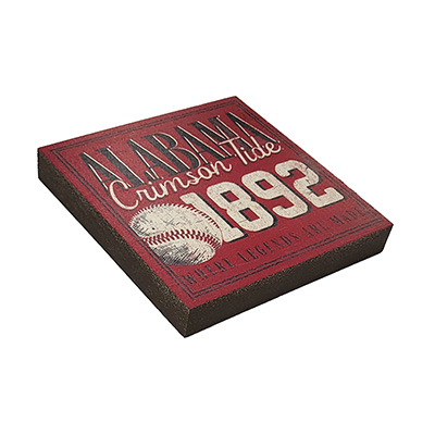 ALABAMA BASEBALL FAIR CATCH TABLE TOP WOOD SQUARE