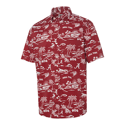 Alabama Script A Roll Tide Button Down Short Sleeve Shirt