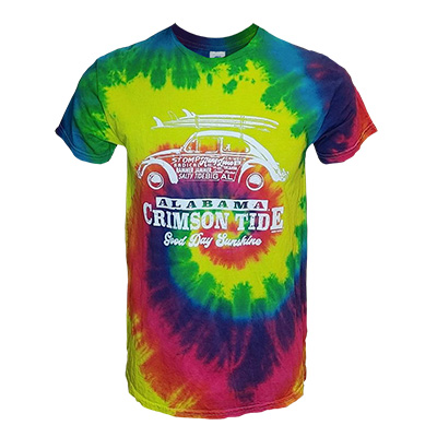 ALABAMA CRIMSON TIDE GROOVY CAR TYE DYE T-SHIRT