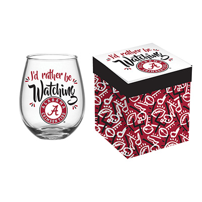 University Of Alabama Boxed Stemless Glass