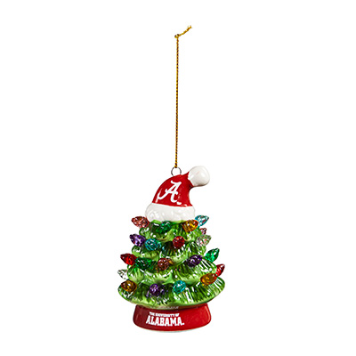 University Of Alabama Ceramic Christmas Tree With Santa Hat Ornament