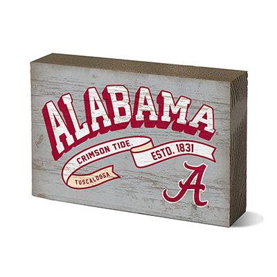 Alabama Roll Tide Tuscaloosa Rectangle Wood Block