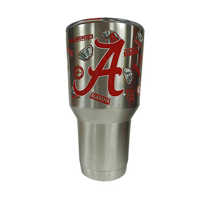 Alabama Script A  All Over Print Tumbler With Lid