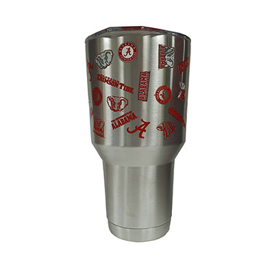ALABAMA SCRIPT A  ALL OVER PRINT TUMBLER WITH LID