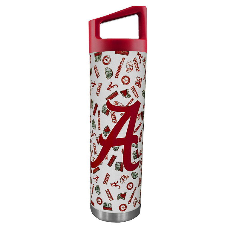 Alabama Script A All Over Print Water Bottle With Straw
