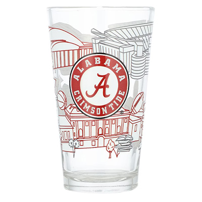 Alabama Campus Line Art Mixing Glass