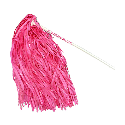 Pink Awareness Poms Shaker With Plastic Stick