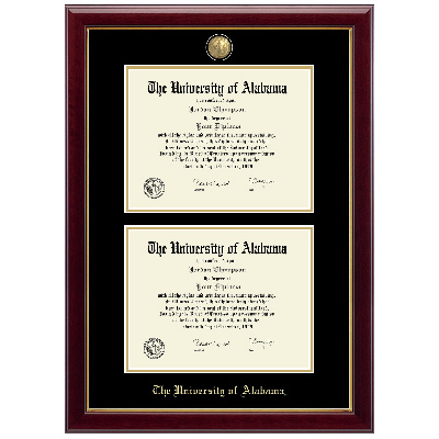 Double Diploma Frame Gold Masterpiece Medallion In Gallery Moulding