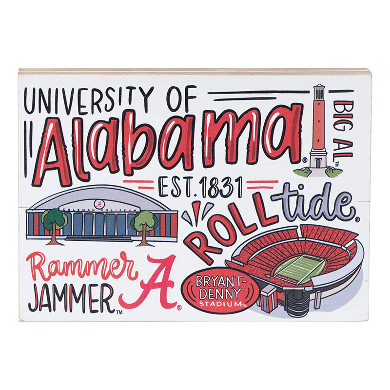 Univeristy Of Alabama Icon Block - Coleman, Denny Chimes, Bryant Denny