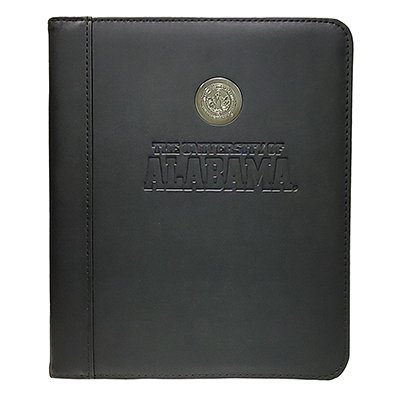 Student Padfolio Black Silver Medallion & Deboss
