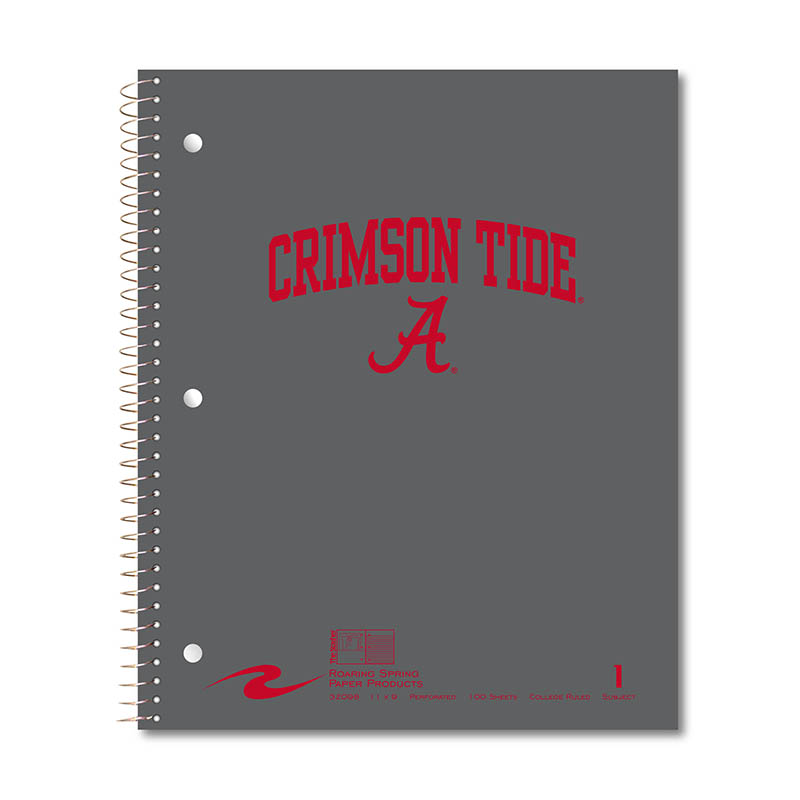 Crimson Tide Over Script A 1 Subject Notebook Gray With Red Foil (SKU 13778699213)