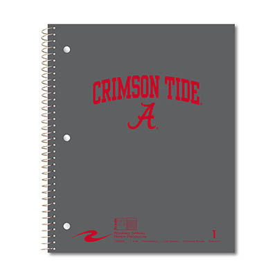 Crimson Tide Over Script A 1 Subject Notebook Gray With Red Foil