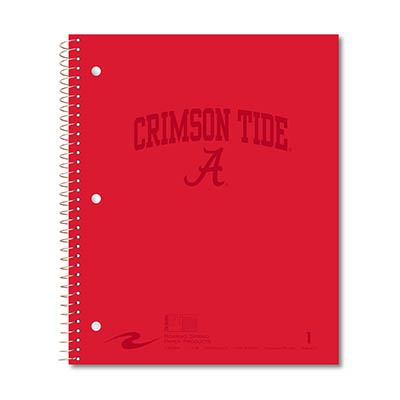 Crimson Tide Over Script A 1 Subject Notebook Red With Red Foil