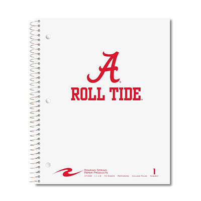 Script A Over Roll Tide 1 Subject Notebook White With Red Foil