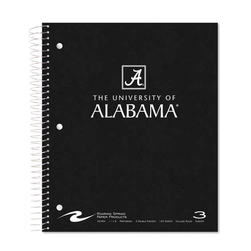 The University Of Alabama 3 Subject Notebook Black Capstone A