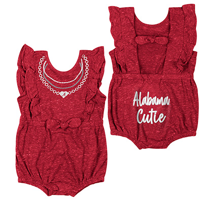 Alabama Script A Infant Girl Gidget Ruffle Onesie