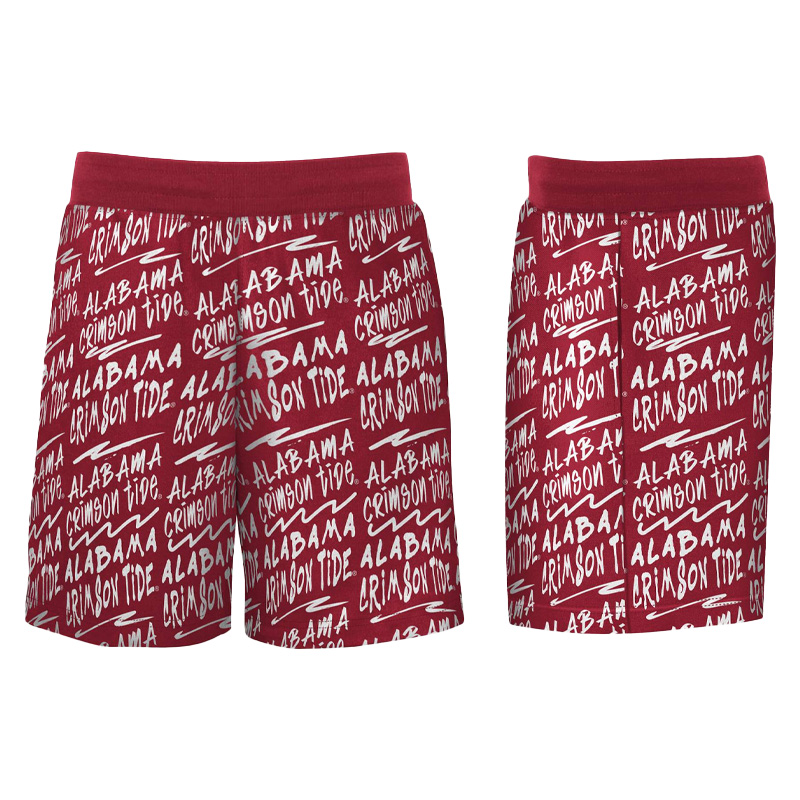 Alabama Crimson Tide Script A All Over Print French Terry Shorts