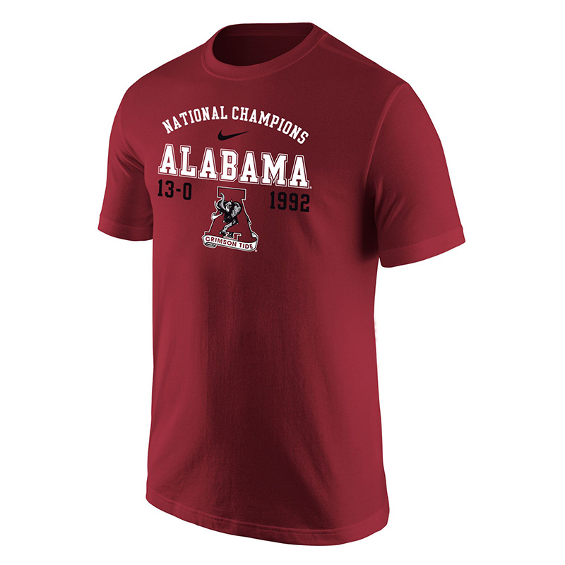 Alabama Crimson Tide 1992 National Champions 13-0 Record T-Shirt