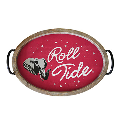 Alabama Roll Tide Spirit Wood Oval Tray