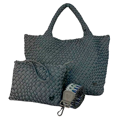 London Large Handwoven Bag Charcoal Gray