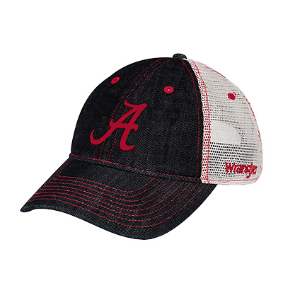 Alabama Script A Wrangler Denim Trucker Cap