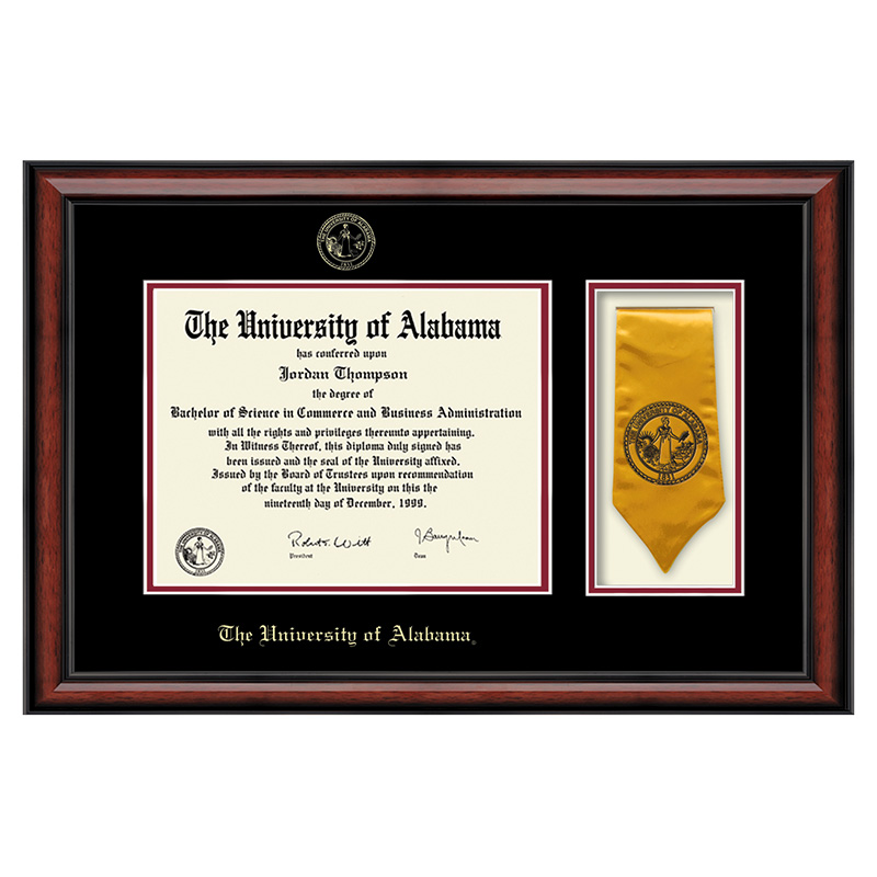 Diploma Frame W/Stole Gold Embossed In Southport University of Alabama Supply Store