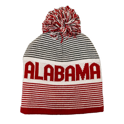 ALABAMA STRIPE BEANIE WITH POM