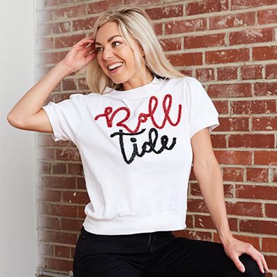 Alabama Roll Tide Glitter Script Shirt