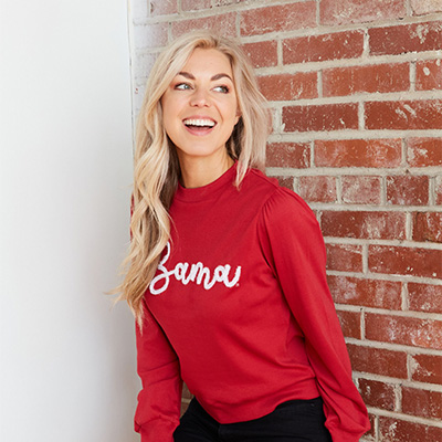 Bama Glitter Script Long Sleeve Shirt