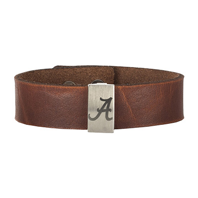 Alabama Script A Wyatt Leather Cuff Bracelet