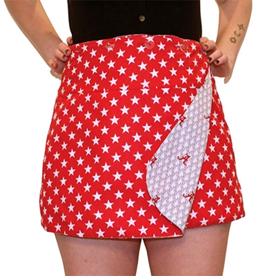 ALABAMA SCRIPT A REVERSIBLE WRAP SKIRT