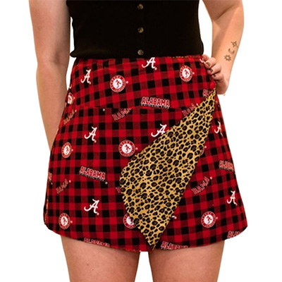 ALABAMA CRIMSON TIDE LOGO REVERSIBLE BUFFALO CHECK WRAP SKIRT