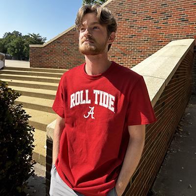 ALABAMA ROLL TIDE OVER SCRIPT A COTTON JERSEY T-SHIRT