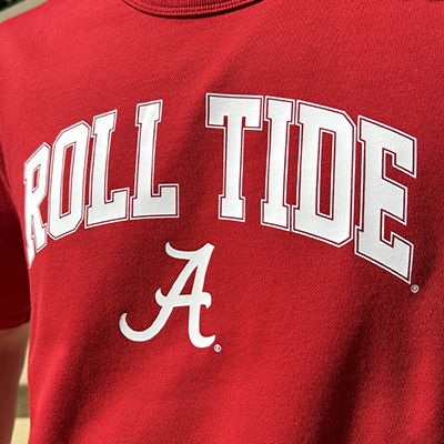 ALABAMA ROLL TIDE OVER SCRIPT A COTTON JERSEY T-SHIRT