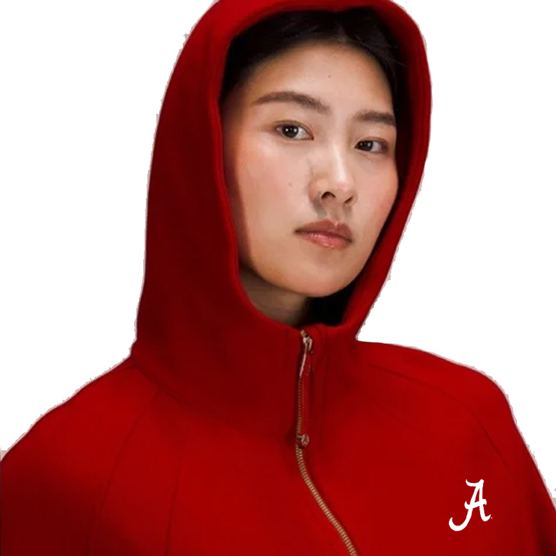 Oversized Fit Cotton zip-through hoodie - Crimson red - Men