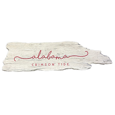 Alabama Crimson Tide  Simple Script Barky Driftwood Plack