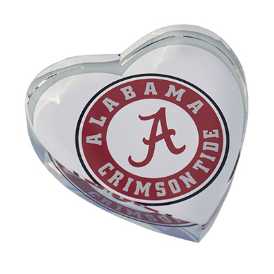 Alabama Circle Logo Heart Crystal Paperweight