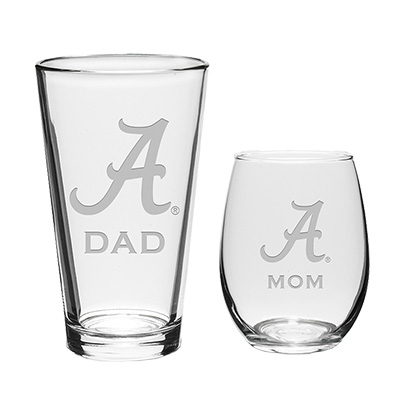 Alabama Script A Mom And Dad Stemless Wine Glass Set