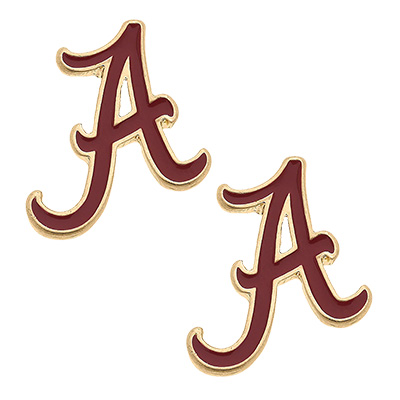 Alabama Script A Stud Earrings
